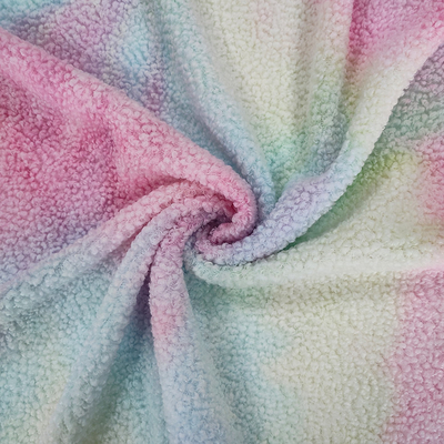 มัดย้อมผ้าขนแกะเชอร์ปา 280 แกรม 100% โพลีเอสเตอร์สีสันสดใสสำหรับ Hoodie