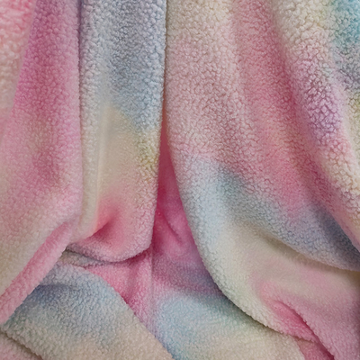 มัดย้อมผ้าขนแกะเชอร์ปา 280 แกรม 100% โพลีเอสเตอร์สีสันสดใสสำหรับ Hoodie