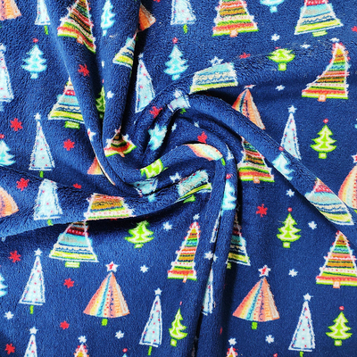 ต้นคริสต์มาสพิมพ์ Coral Flannel Fleece ผ้าโพลีเอสเตอร์สองด้านอย่างอบอุ่น