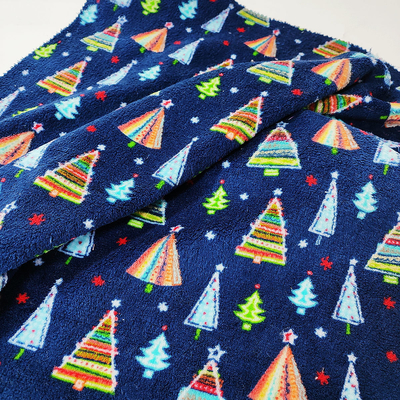 ต้นคริสต์มาสพิมพ์ Coral Flannel Fleece ผ้าโพลีเอสเตอร์สองด้านอย่างอบอุ่น