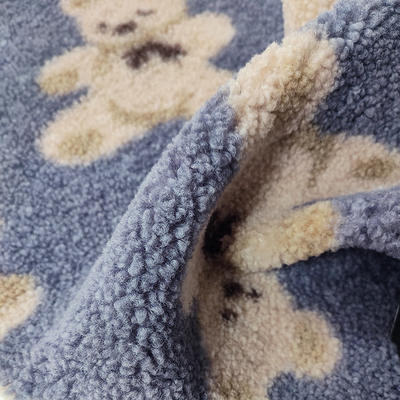 ตุ๊กตาหมี Sherpa Fleece Fabric 330 Gsm 100% Polyester Bear Printed