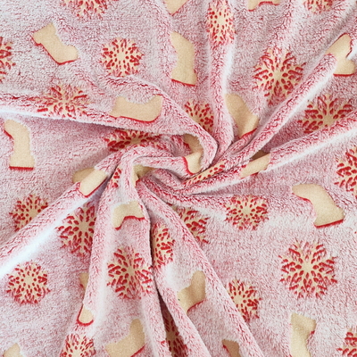 Warp ถัก 270 GSM Flannel Fleece ผ้าโพลีเอสเตอร์ 100% เคลือบด้วยฟอยล์สีทอง