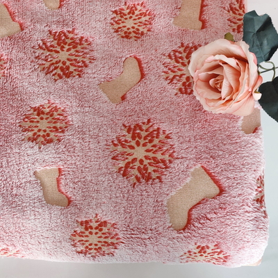 Warp ถัก 270 GSM Flannel Fleece ผ้าโพลีเอสเตอร์ 100% เคลือบด้วยฟอยล์สีทอง