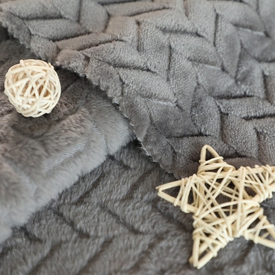 ผ้าสักหลาดนุ่ม Jacquard 250gsm 150D สำหรับผ้าห่มอุ่น