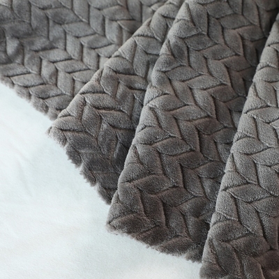 ผ้าสักหลาดนุ่ม Jacquard 250gsm 150D สำหรับผ้าห่มอุ่น