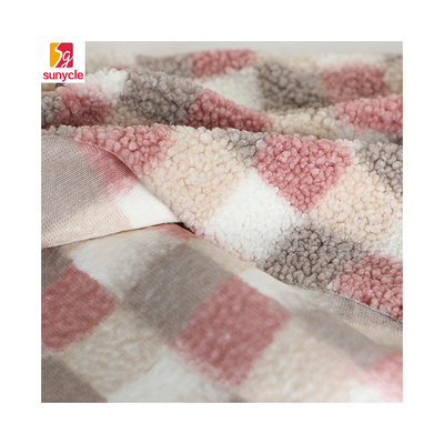 ผ้าขนแกะเชอร์ปาพิมพ์ลายลายสก๊อต 300 แกรมสำหรับกระเป๋าถือเบาะ Hometextile