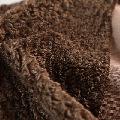 สีทึบ Faux Sherpa Fleece ผ้าตุ๊กตาหมี 300gsm Outdoor Coat Warm