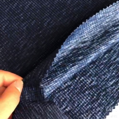 สีน้ำเงิน Cationic Polyester Single Jersey ผ้าสแปนเด็กซ์วาฟเฟิลถัก