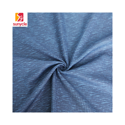 สีน้ำเงิน Cationic Polyester Single Jersey ผ้าสแปนเด็กซ์วาฟเฟิลถัก
