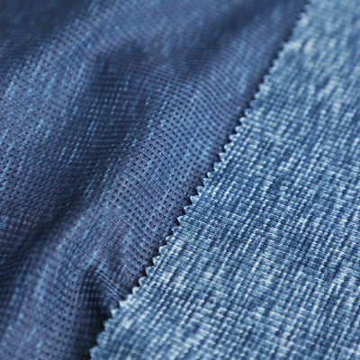 สีน้ำเงิน Cationic Polyester Single Jersey ผ้าสแปนเด็กซ์วาฟเฟิลถัก
