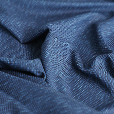 สีน้ำเงิน Cationic Polyester Single Jersey ผ้าสแปนเด็กซ์วาฟเฟิลถัก
