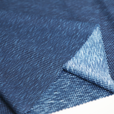 สีน้ำเงิน Cationic Polyester Single Jersey ผ้าสแปนเด็กซ์วาฟเฟิลถัก