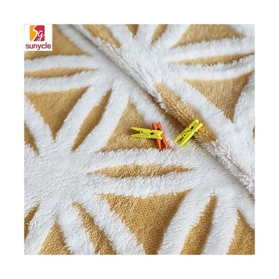 ดอกทานตะวัน Jacquard Shu ผ้ากำมะหยี่ 280gsm สำหรับหมอนผ้าห่มผ้าห่ม