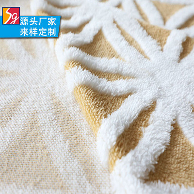 ดอกทานตะวัน Jacquard Shu ผ้ากำมะหยี่ 280gsm สำหรับหมอนผ้าห่มผ้าห่ม
