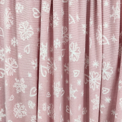 Soft Jacquard พิมพ์ผ้าไมโครโพลาร์สีชมพู 160gsm