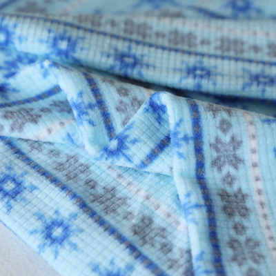 ผ้าไมโครฟลีซลายเกล็ดหิมะด้านเดียวพิมพ์ลาย Jacquard