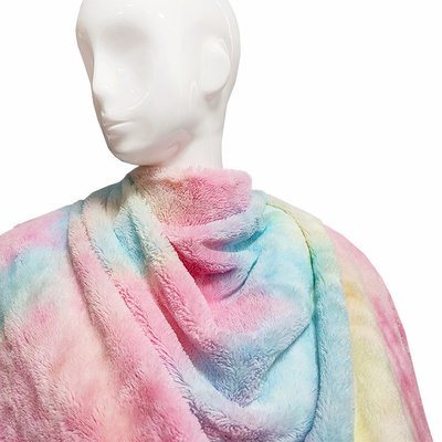 Tie Dyed Gradient ขนสัตว์ประดิษฐ์ผ้ากระต่ายสำหรับเสื้อผ้าของเล่นกระเป๋าถือเบาะ