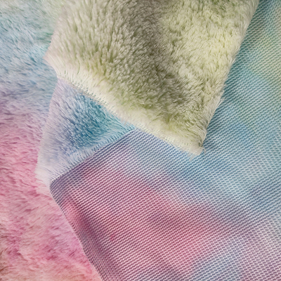 Tie Dyed Gradient ขนสัตว์ประดิษฐ์ผ้ากระต่ายสำหรับเสื้อผ้าของเล่นกระเป๋าถือเบาะ